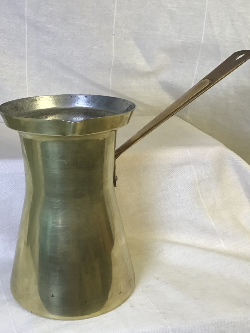 Beautiful Large Brass Turkish Coffee Pot, Cezne, Ibrik, Pitcher Rustic Decor.